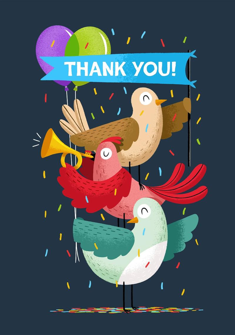 Celebratory Bird Thank You Card