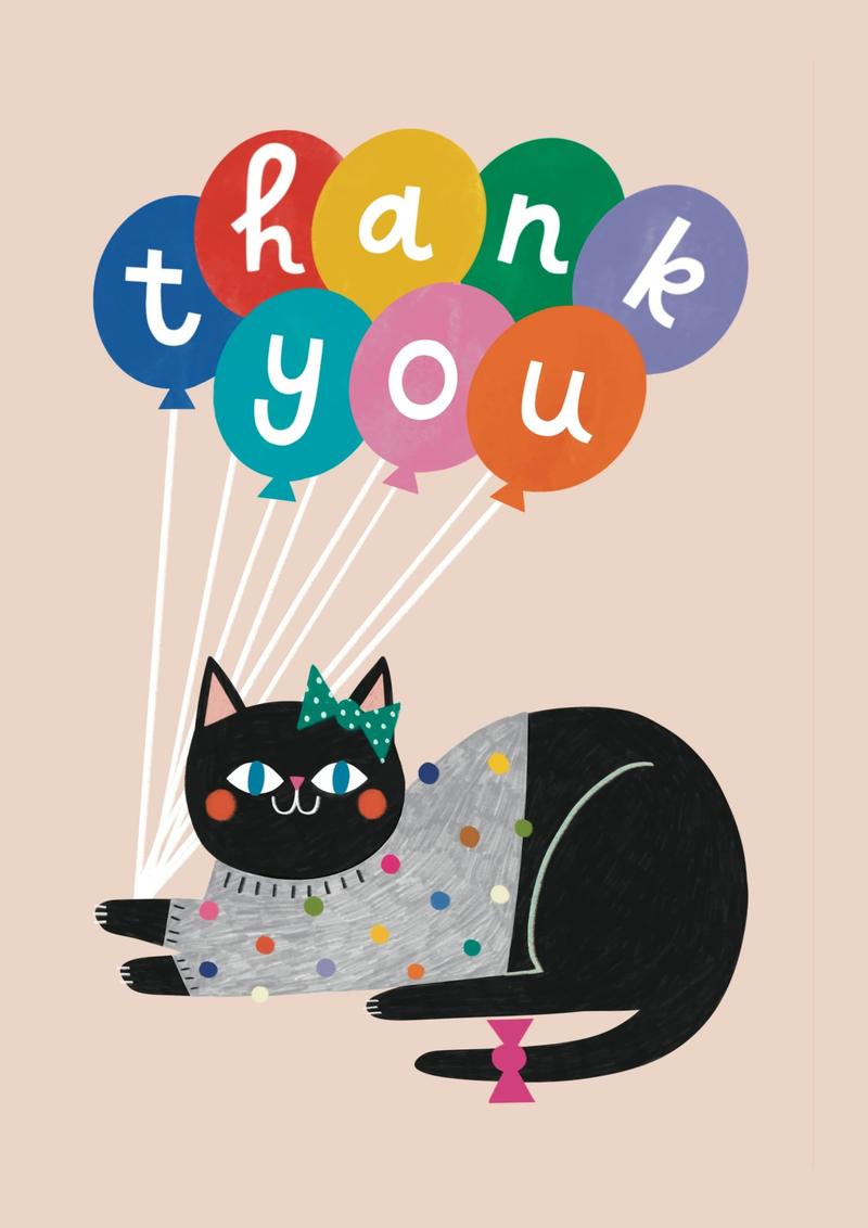 Cat Balloons Thank You Card